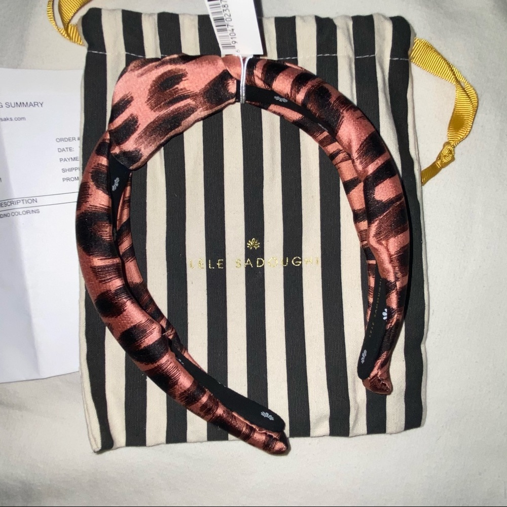 NWT Lele Sadoughi Silk Leopard Headband Pink